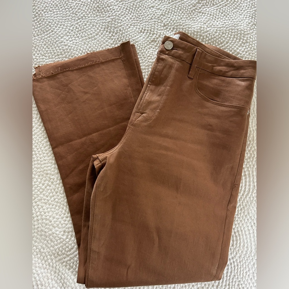 Frame coated camel Le Crop Midi jeans